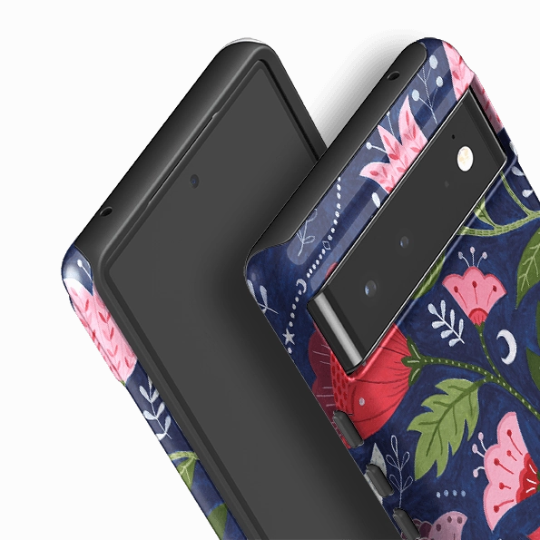 Bold Look Google Tough Case -  Flowers On Blue By Bex Parkin