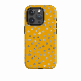 iPhone Tough Case - Honey and Silver Dots Smooth Edge Design Heat resistant