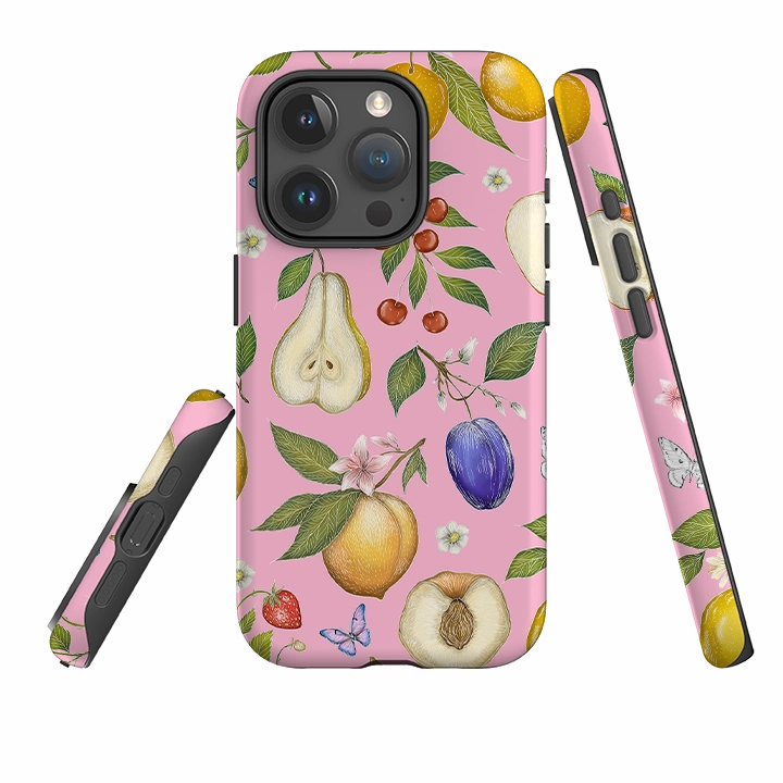 Premium Surface iPhone Tough Case - Pink Fruits By Catherine Rowe
