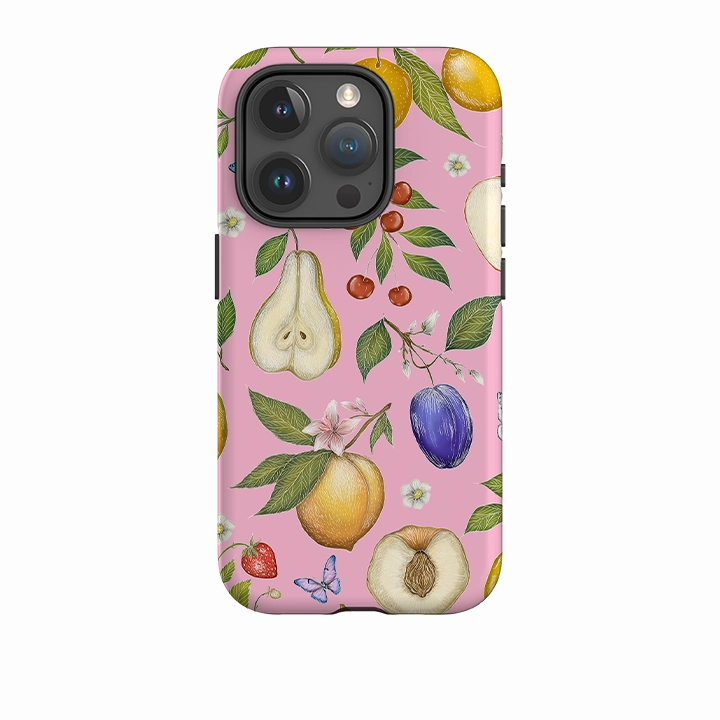 Polished Style Soft coating iPhone Tough Case - Pink Fruits By Catherine Rowe