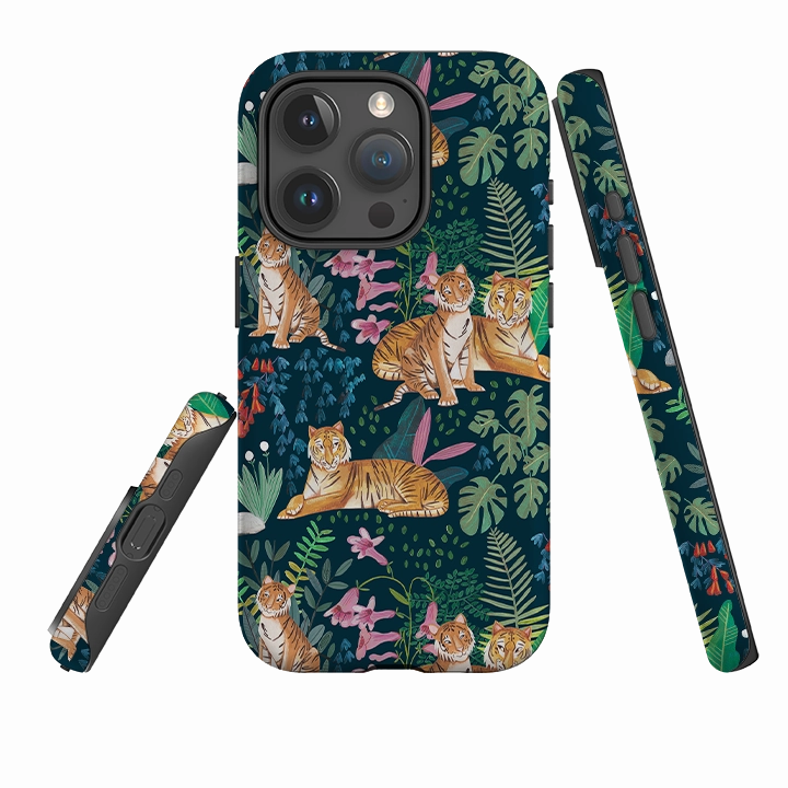 iPhone Tough Case - Tiger Pattern By Caroline Bonne Muller Vibrant pattern Matte Look Design