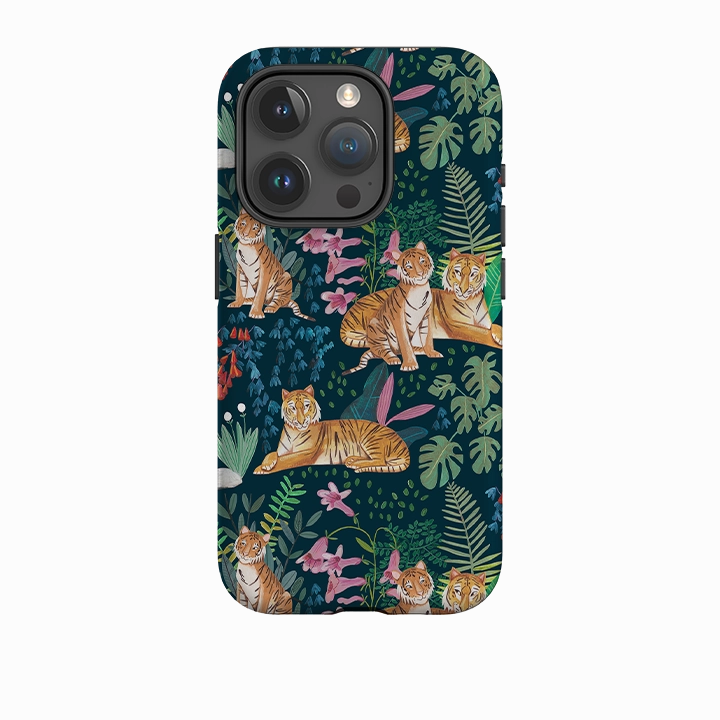 iPhone Tough Case - Tiger Pattern By Caroline Bonne Muller Modern Finish