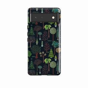 Durable Texture Layer Google Tough Case -  Xmas Trees Dark By Caroline Bonne Muller