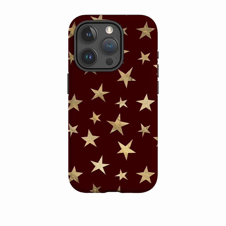 Rugged Look Finish iPhone Tough Case - Brown and Gold Stars