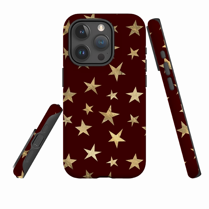 Urban Style Matte Guard iPhone Tough Case - Brown and Gold Stars