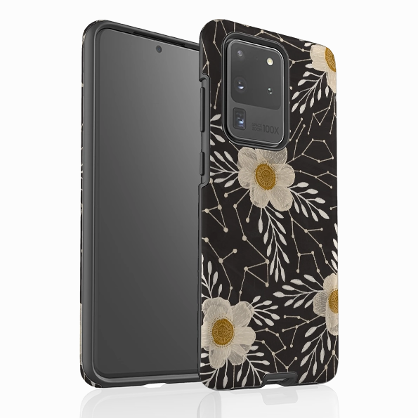 Glossy Finish Look Samsung Tough Case - Delicate Floral Dark By Nina Pace