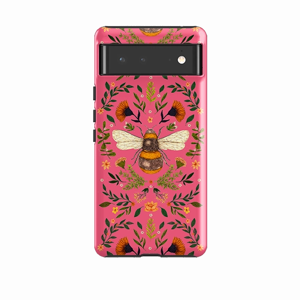 Google Tough Case -  Botanical Bee Peach By Jade Mosinski Durable Surface Design Vivid Design Texture