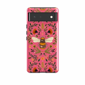 Google Tough Case -  Botanical Bee Peach By Jade Mosinski Durable Surface Design Vivid Design Texture