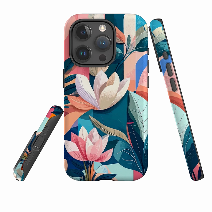 iPhone Tough Case - Long Floral Protective Gear Durable Frame