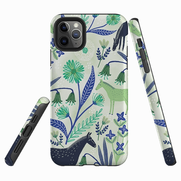 iPhone Tough Case - Wild Ponies Green By Lee Foster Wilson Elegant Appearance Smooth Grip Layer