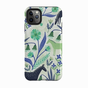 iPhone Tough Case - Wild Ponies Green By Lee Foster Wilson Hard Plastic