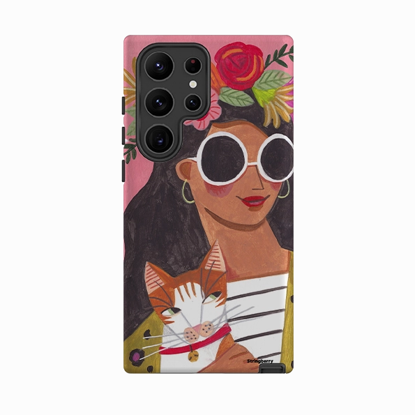 Samsung Tough Case - Woman & Cat By Caroline Bonne Muller Rugged Texture Design