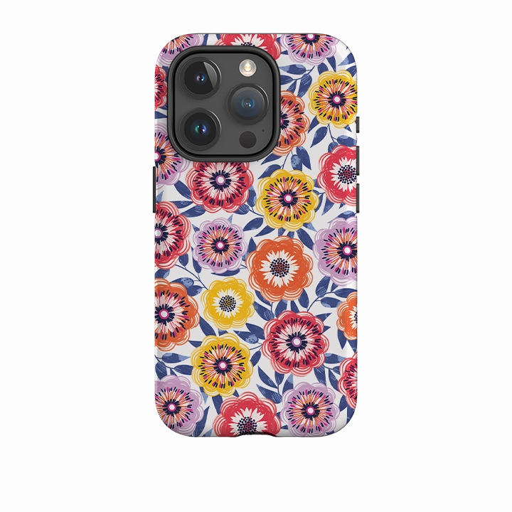 iPhone Tough Case - Bright Blooms I By Ali Brookes Unique Texture Durable Edge Finish