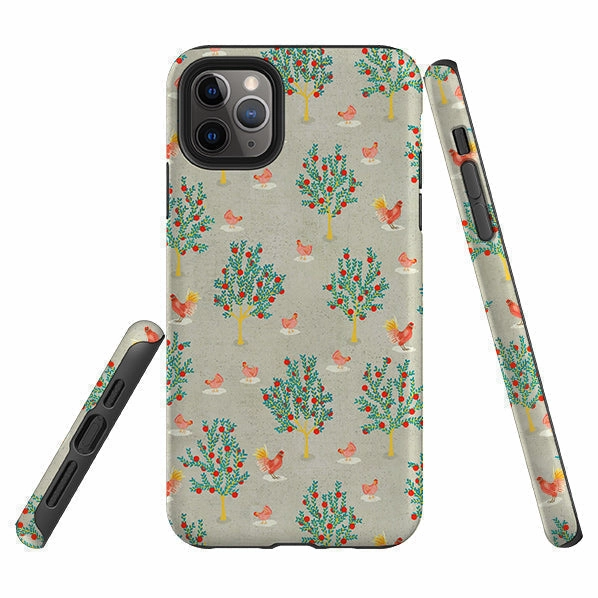 Color Gradient Smooth Texture Pattern iPhone Tough Case - Apple Trees and Chickens Grey By Katherine Quinn