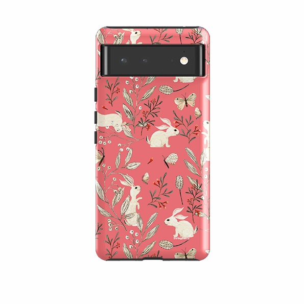 Google Tough Case -  Bunnies Raspberries By Katherine Quinn Durable Texture Build Soft Grip Layer
