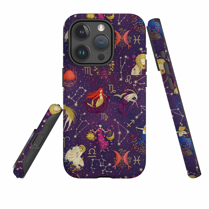 Soft Protection Layer iPhone Tough Case - Zodiac Pattern By Maja Lindberg