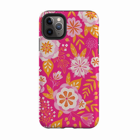 Portable Case Easy Access iPhone Tough Case - Big Bold Blooms Pink By Jenny Zemanek