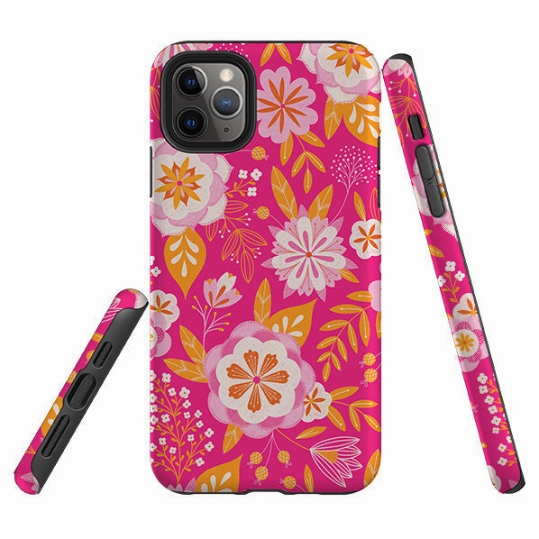 iPhone Tough Case - Big Bold Blooms Pink By Jenny Zemanek Stylish Finish