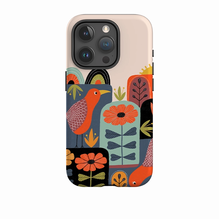 Portable Shield iPhone Tough Case - Folky Birds III By Suzy Taylor
