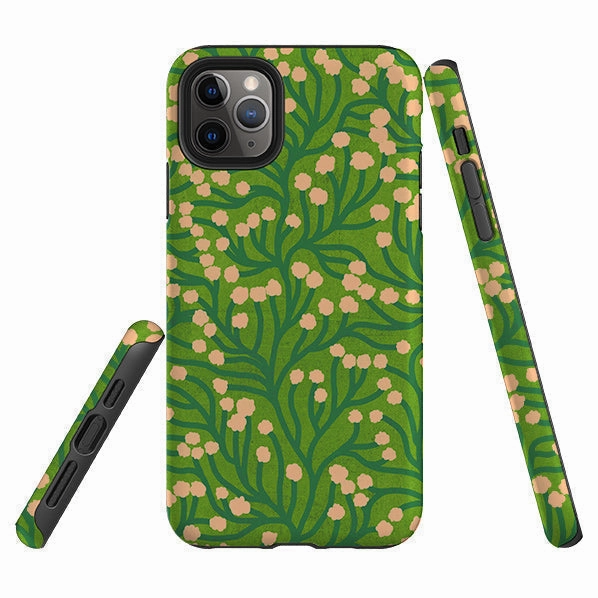 iPhone Tough Case - Vine Pink and Teal By Katherine Quinn Durable Surface