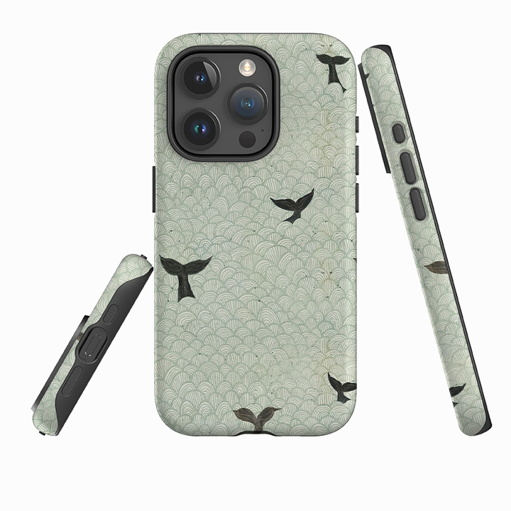 Refined Protection Minimal Texture Layer iPhone Tough Case - Whale Tails By Katherine Quinn
