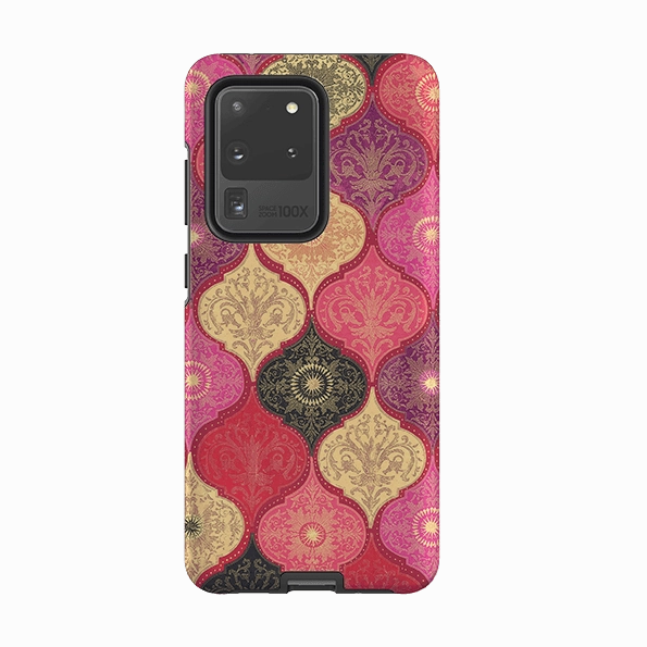 Soft Look Texture Samsung Tough Case - Red Damask By Jehane