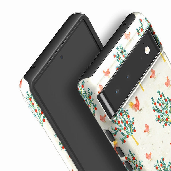 Google Tough Case -  Apple Trees And Chickens Cream By Katherine Quinn Light Touch Phone Accessory