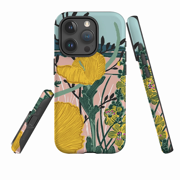 Refined Form Soft Grip iPhone Tough Case - Yellow Poppies By Kate Heiss