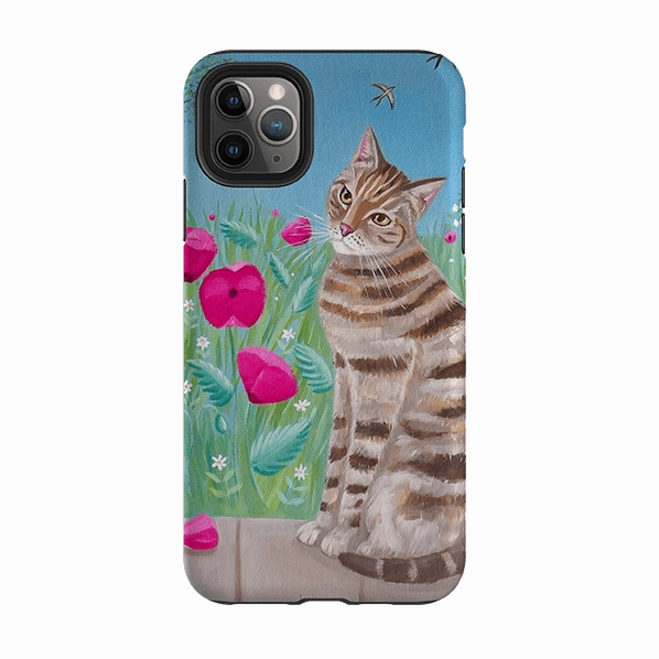 Protective Design Texture Scratch Resistant iPhone Tough Case - Cat Floral By Mary Stubberfield