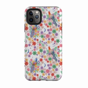 Transparent Look Classic Grip iPhone Tough Case - Peacock Pattern White By Lee Foster Wilson