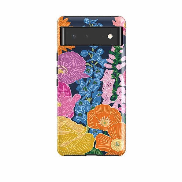 Google Tough Case -  Flower Garden Navy By Kate Heiss Premium Surface Texture Vibrant Colors