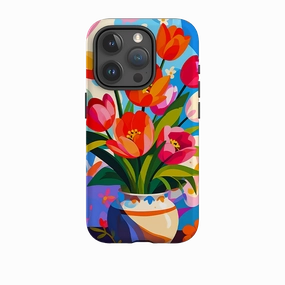 iPhone Tough Case - Tulip Pot Floral Simple Style