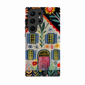 Clear Surface Samsung Tough Case - Folk Art House X