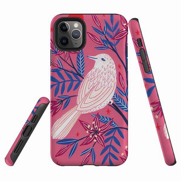 Refined Texture Elegant Build Texture iPhone Tough Case - Pink Bird By Lee Foster Wilson