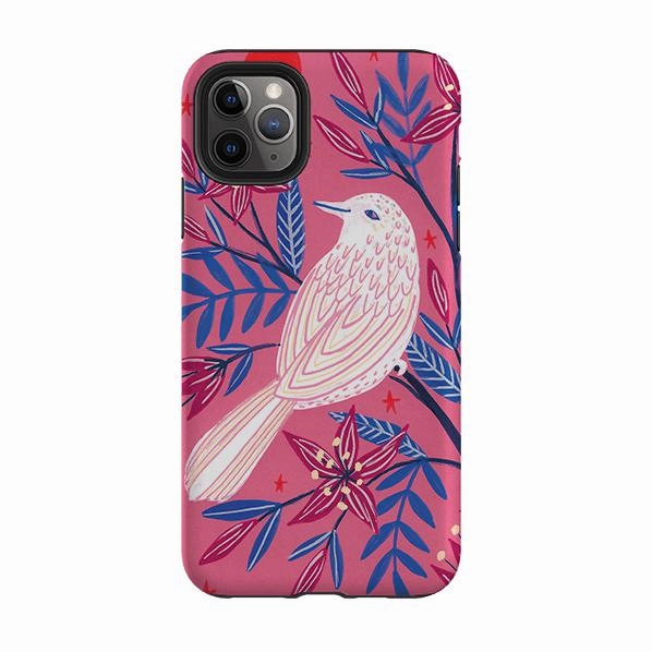 iPhone Tough Case - Pink Bird By Lee Foster Wilson Non slip grip Matte Layer