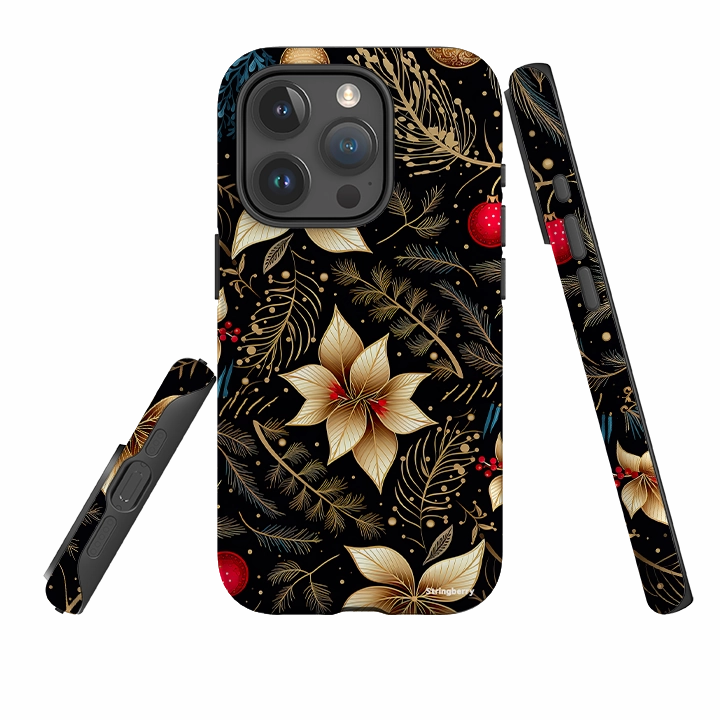 iPhone Tough Case - Golden Winter Floral Stylish Pattern