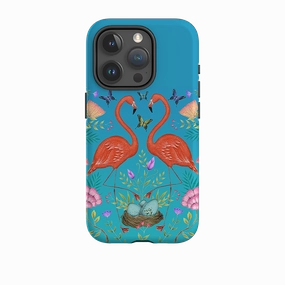 Minimal Detail Car Accessory iPhone Tough Case - Flamingos And Flowers By Catherine Rowe