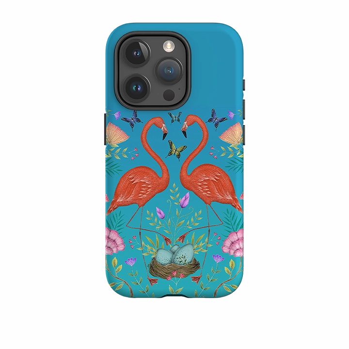 iPhone Tough Case - Flamingos And Flowers By Catherine Rowe Luxury Look Rugged Edge