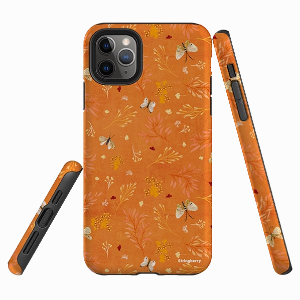 iPhone Tough Case - Blush Floral Orange By Katherine Quinn Colorful Pattern Protective Texture Layer