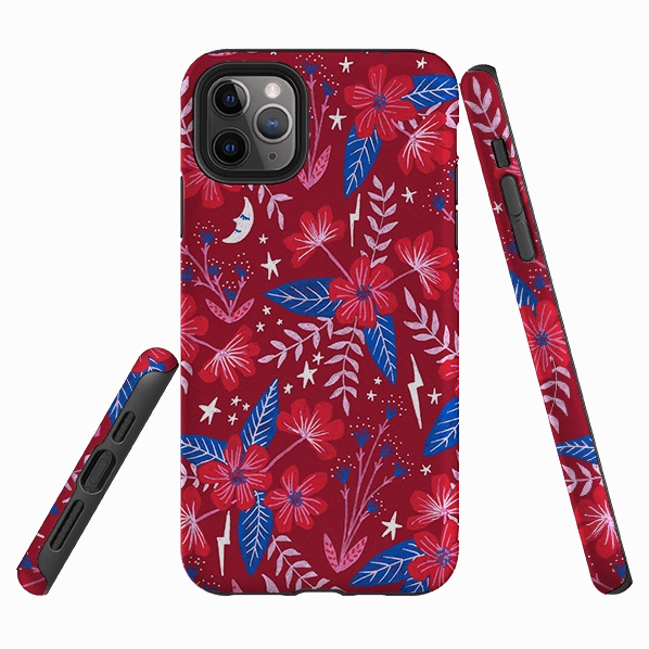 Matte Coating iPhone Tough Case - Red Moon Garden By Lee Foster Wilson