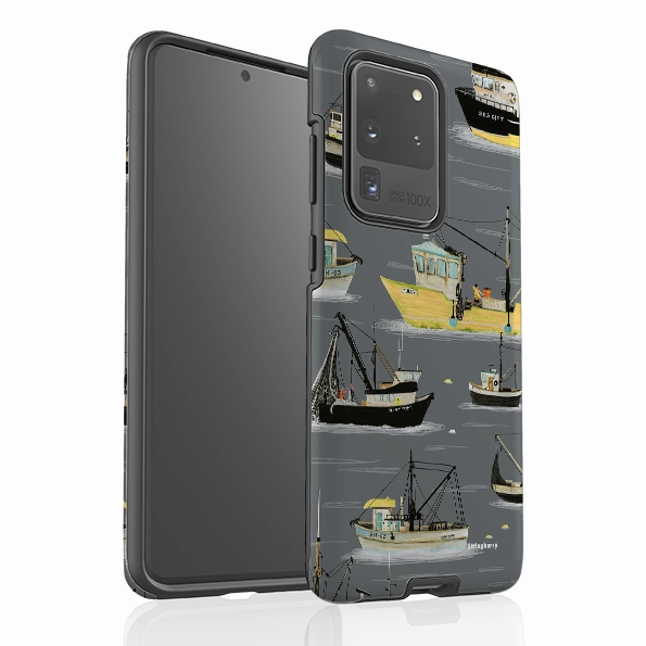 Protective Craft Samsung Tough Case - Fishing Boats Grey By Katherine Quinn