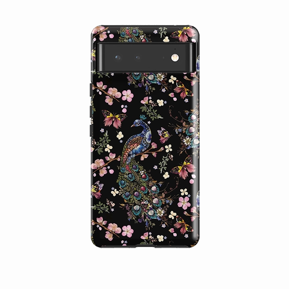 Google Tough Case -  Peacock and Cherry Blossoms Dark By Helen Ahpornsiri Anti Shock Stylish Color