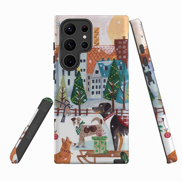Soft Look Texture Samsung Tough Case - Christmas Dogs By Caroline Bonne Muller