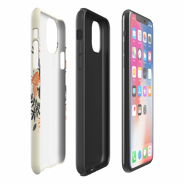 Daily Essential Stylish Detail Layer iPhone Tough Case - Sugar Skull Cream By Jade Mosinski