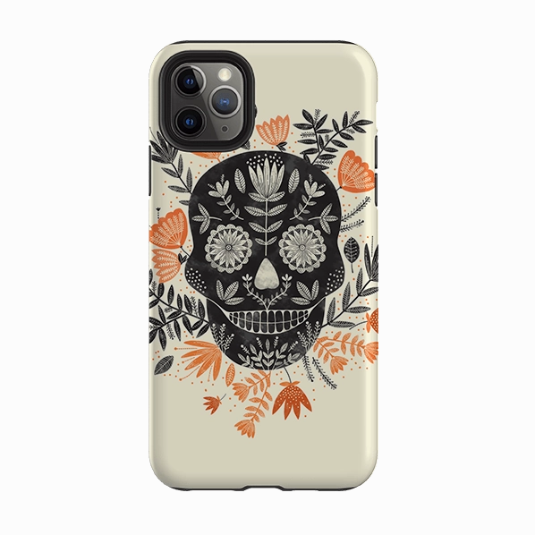 iPhone Tough Case - Sugar Skull Cream By Jade Mosinski Dual Layer Trendy Aesthetic