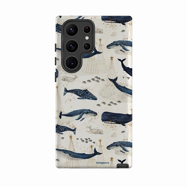 Samsung Tough Case - Christmas Whale III By Katherine Quinn Minimal Aesthetic Wireless Compatible