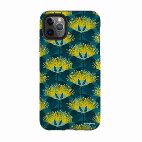 Vivid Surface Detail Trendy Look iPhone Tough Case - Pohutukawa Yellow And Blue By Katherine Quinn