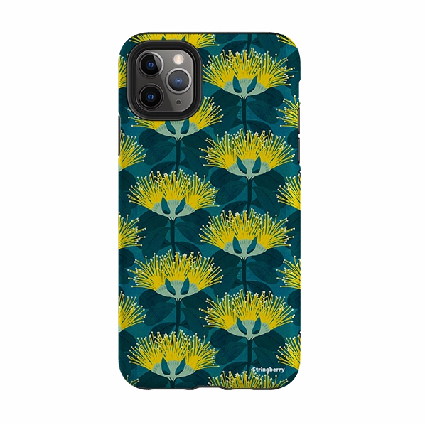 Vivid Surface Detail Trendy Look iPhone Tough Case - Pohutukawa Yellow And Blue By Katherine Quinn