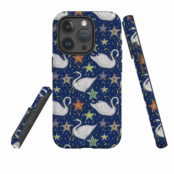 iPhone Tough Case - Swan Pattern By Catherine Rowe Rugged Frame Design Gloss Touch
