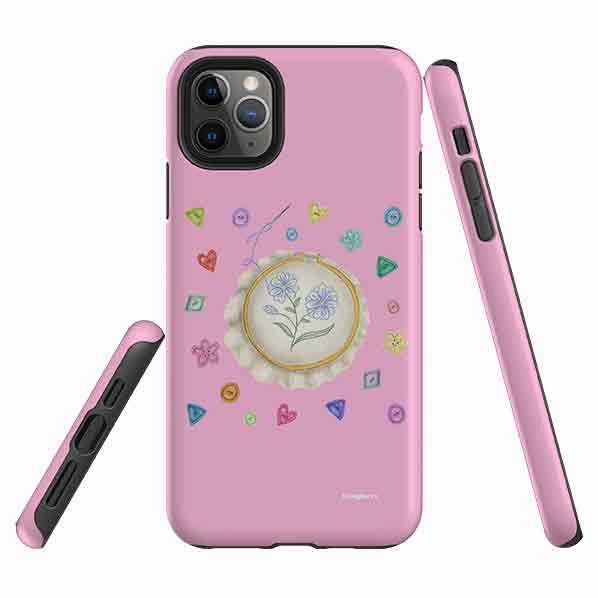 iPhone Tough Case - Flower Buttons Needlework By Catherine Rowe Matte Shield Layer